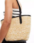 My Accessories mini straw tote bag with contrast strap in natural - фото #4