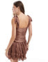 Фото #3 товара ASOS DESIGN satin ruched mini dress in brown