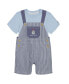 ფოტო #3 პროდუქტის Baby Boys Short Sleeve T-shirt and Oxford Stripe Shortalls, 2 Piece Set