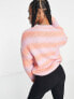 Pimkie ombre textured pointelle jumper in pink and orange stripe