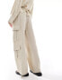 Mango relaxed straight leg co-ord trousers in beige