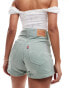 Levi's mom contrast stitch overdye denim shorts in light green