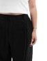 ASOS DESIGN Curve wide leg dad trouser with linen in black