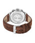 Men's Quartz Dark Brown Genuine Leather Strap Watch, 44mm