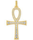 Фото #1 товара Esquire Men's Jewelry cubic Zirconia Ankh Pendant in 14k Gold-Plated Sterling Silver, Created for Macy's