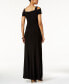 Nightway Cold-Shoulder Keyhole Gown