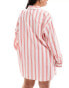 ASOS DESIGN Curve relaxed shirt in red deckchair stripe