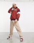 Фото #8 товара ASOS Actual oversized polar fleece quarter zip sweatshirt with towelling applique in berry
