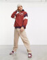 ASOS Actual oversized polar fleece quarter zip sweatshirt with towelling applique in berry