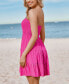 Women's Pink Smocked Bodice Mini Tube Beach Dress