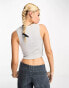 Фото #4 товара Weekday Pure crop tank top in grey melange