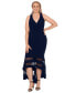 Фото #1 товара Plus Size Scuba-Crepe Illusion Hi-Lo Midi Dress