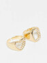 Pieces 2 pack rings with pearls in gold