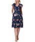 ფოტო #1 პროდუქტის Petite Flora-Print Flutter-Sleeve Midi Dress