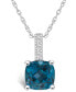 ფოტო #1 პროდუქტის London Blue Topaz (2-3/4 Ct. T.W.) and Diamond Accent Pendant Necklace in 14K White Gold