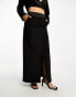 4th & Reckless satin trim asymmetric maxi skirt co-ord in black