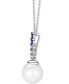 ფოტო #2 პროდუქტის Vanilla Pearl™ (10mm) & Multi-Sapphire (1/3 ct. t.w.) 18" Pendant Necklace in 14k White Gold