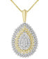 Фото #1 товара Macy's diamond Teardrop Cluster Pendant Necklace (1 ct. t.w.) in 14k Two-Tone Gold, 16" + 2" extender