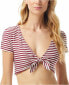 Фото #1 товара Michael Michael Kors 284706 Women's Maroon Striped Bikini Top, Size X-Small