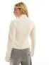 & Other Stories merino wool and cotton blend cardigan with zip front and sculptural sleeves in white