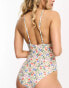 Фото #6 товара Pieces v neck swimsuit in white floral
