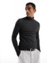 ASOS DESIGN long sleeve t-shirt with roll neck in charcoal marl