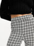 Noisy May Tall flared trousers in black houndstooth