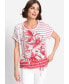 Фото #2 товара Women's Short Sleeve Mixed Print Embellished T-Shirt