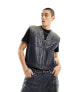 Фото #1 товара Weekday Aitos co-ord wax coated denim zip up vest in blue wash