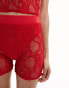 Annorlunda lace legging shorts co-ord in bright red Красный, 36 - фото #2