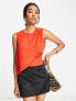 Фото #1 товара ASOS DESIGN sleeveless blouse with drape front in red