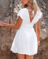 Фото #3 товара Women's White Dolman Sleeve Smocked Waist Cover-Up Dress