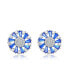 Sterling Silver White Gold Plated Clear Round Cubic Zirconia Stud Earrings