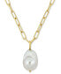 ფოტო #1 პროდუქტის Cultured Freshwater Baroque Pearl (13-14mm) Solitaire 18" Pendant Necklace in 18k Gold-Plated Sterling Silver