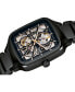 Unisex Swiss Automatic True Square Open Heart Black Ceramic Bracelet Watch 38x38mm