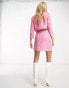 Фото #3 товара Morgan tweed asymmetric button detail mini skirt co-ord in pink