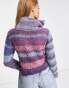 Free People – Flauschiger, gestreifter Rollkragenpullover in Lila Mitternacht/Perle-Kombi, XL - DE 44 - фото #4