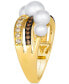 ფოტო #3 პროდუქტის Vanilla Pearls (4-7mm) & Diamond (3/8 ct. t.w.) Crossover Statement Ring in 14k Gold