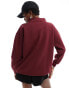 Daisy Street quarter zip sweatshirt in burgundy with large collegiate graphic