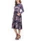 Фото #3 товара Women's Floral Long Sleeve Pleated Pocket Midi Dress