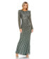 Women's Embellished Puff Sleeve Side Knot Gown