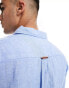 Superdry Casual linen long sleeve shirt in light blue chambray