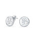 Фото #1 товара Mini Dainty Circle Celestial 12 Constellation Tiny Astrology Horoscope Zodiac Stud Earrings For Women .925 Sterling Silver 12 Birthday Months