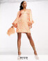 Never Fully Dressed Petite balloon sleeve mini dress in ombre shell print