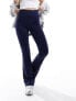 Stradivarius jersey sculpt legging with fold over waist in navy