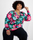 Plus Size Printed Long-Sleeve Top, Created for Macy's