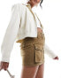 Фото #10 товара & Other Stories high waist mini skirt with pockets in dark beige