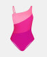 ფოტო #2 პროდუქტის Women Color Contrast One Shoulder Cut Out Back Tummy Control One Piece Swimsuit