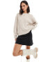 ASOS DESIGN chunky crew neck rib jumper in oatmeal