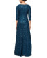 Women's Sequin Lace 3/4-Sleeve Gown Голубой, 4 - фото #2